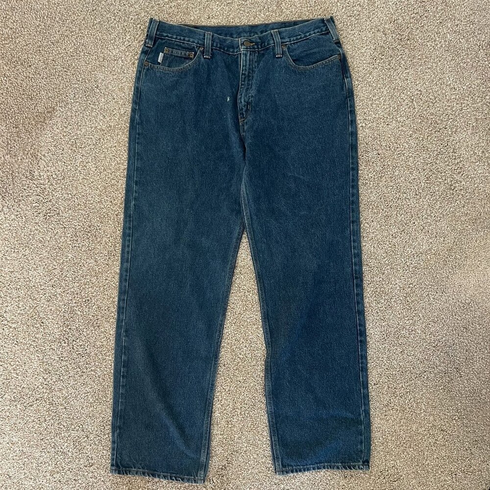 Carhartt RN#14806 Relaxed Fit Denim Jeans Medium Wash Straight Leg Size 40X34